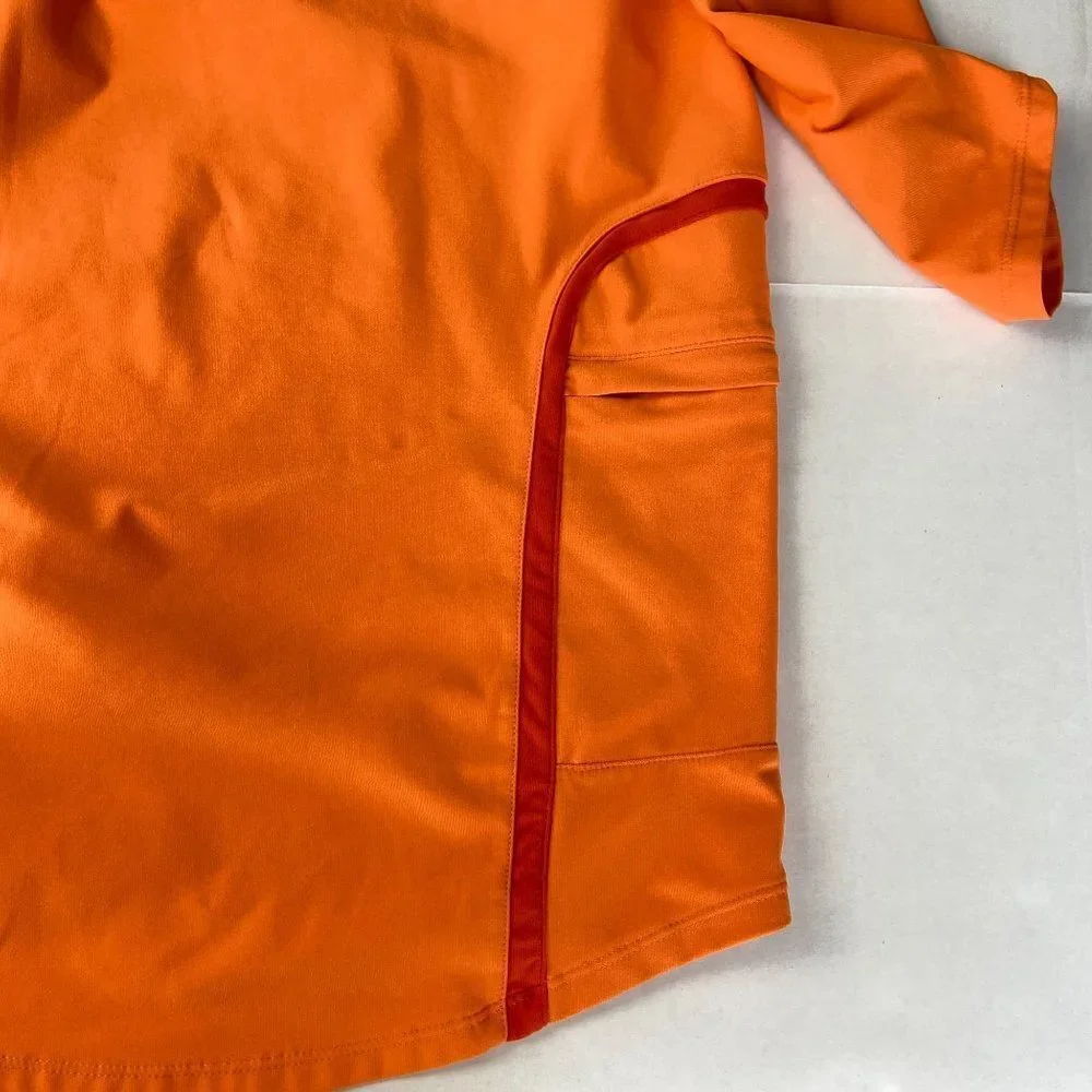 Nike Dri-FIT Orange Black Women Athletic Runner Shirt 3/4 Sleeve Performance Tee - Picture 5 of 10